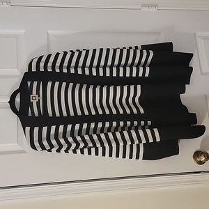 Anne Klein Black and White Stripe Cardigan